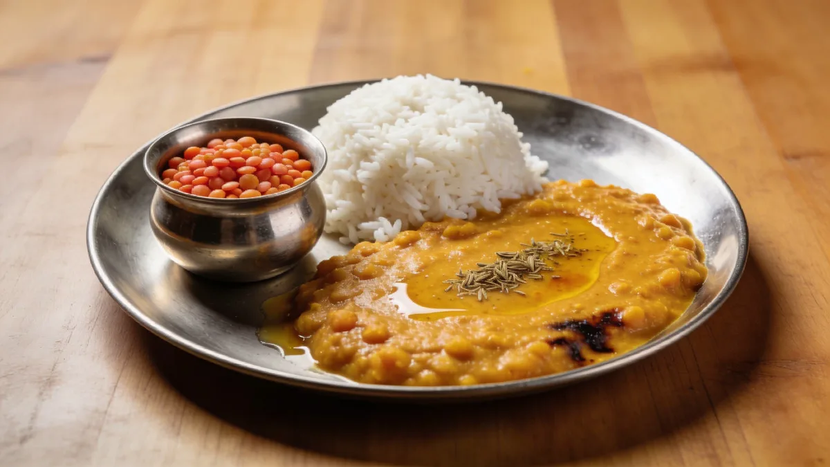 Masoor dal with rice